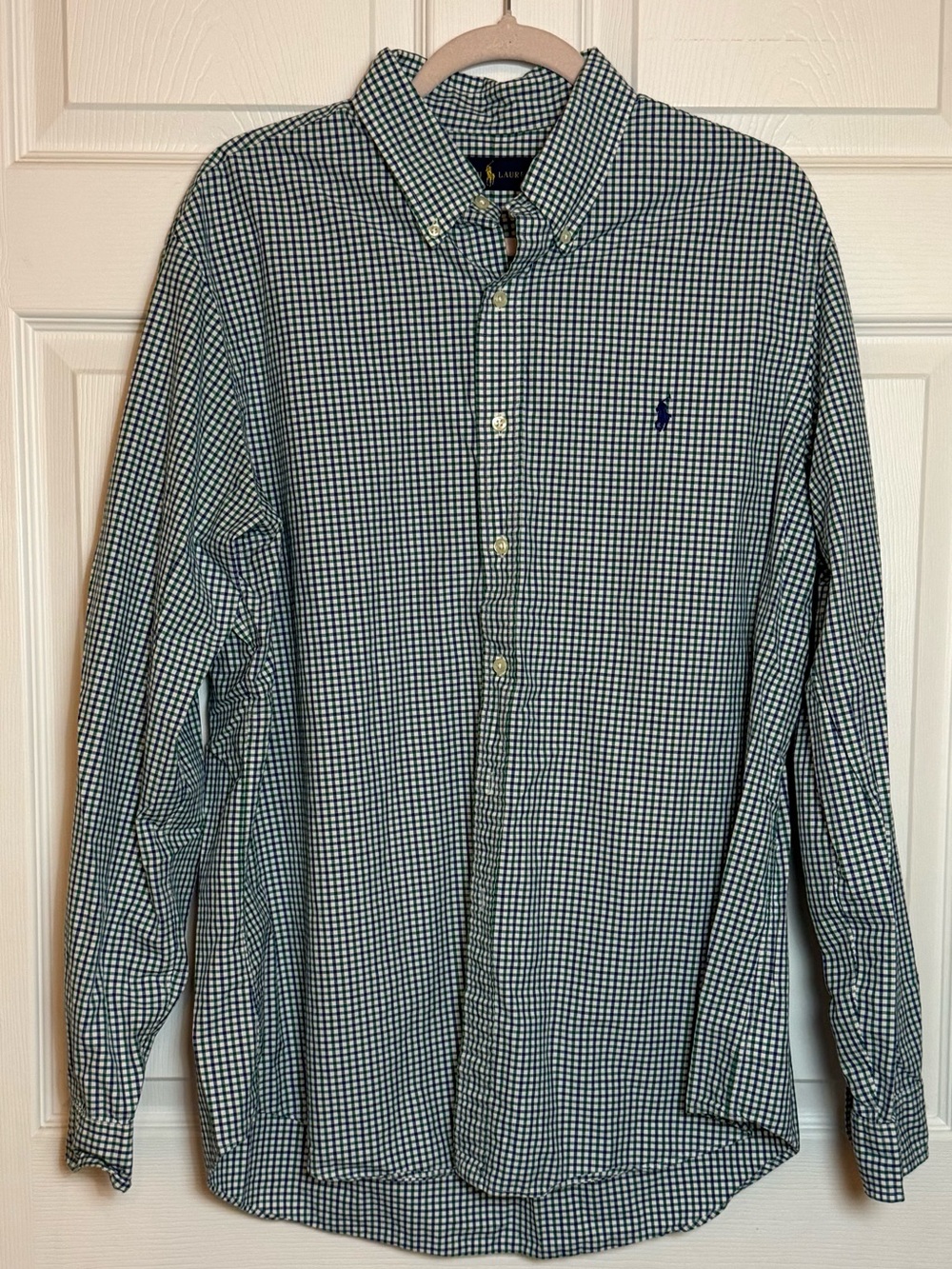 Ralph Lauren Blue, Green and White Check Button-Down Shirt Size XL NEVER WORN